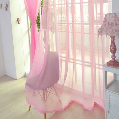 Rideau Voile - 200 cm x 80 cm - Matière Voile Lavable - Pour Porte et Fenêtre - Transparent et Filtrant - Lot de 2 (1/2)