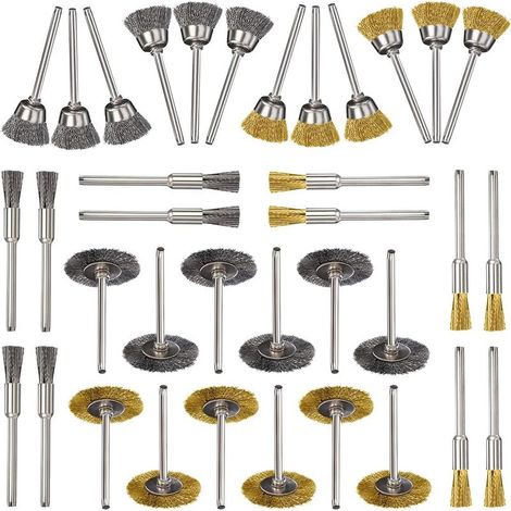 36pcs Brosses Laiton Polissage, Acier Inoxydable pour Perceuse Meuleuse Outils Rotatifs, Kit Brosse Métallique GROOFOO (1/5)