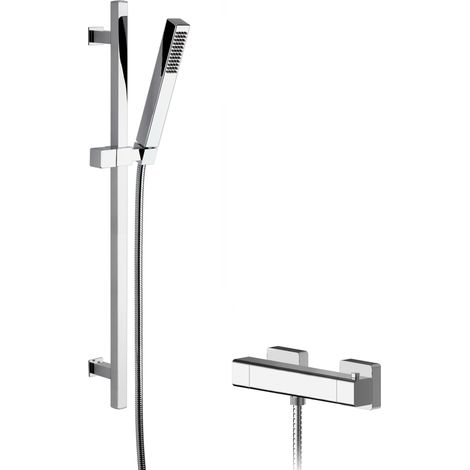 Empire Square Bar Valve & Slide Rail Shower Kit - Chrome - Balterley