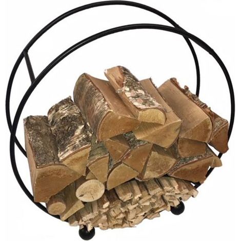 Log Basket Round - Steel - L22.9 x W64.8 x H66 cm - Black