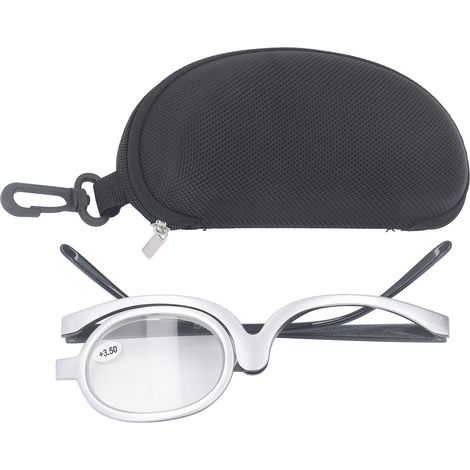 Loupe de maquillage grossissante, verre basculant unique pour femmes, lunettes de lecture cosmétique +3,50 avec étui (1/5)