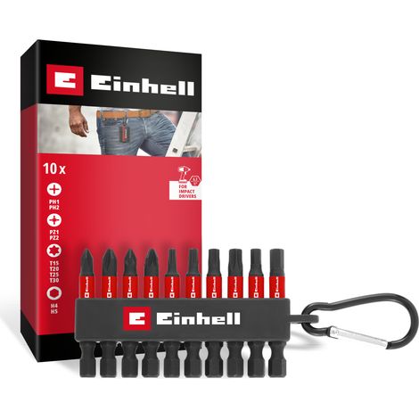 Einhell Karabiner Impact Bit Set 10tlg 118633 Bit-Set 1/4" (6.3 mm), PH, PZ, TORX, Sechskant (1/5)