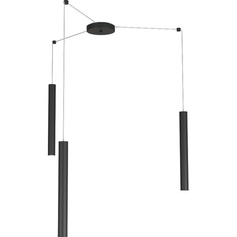 Sospensione Moderna Round Tube Metallo Nero 3 Luci Gu10 (1/4)