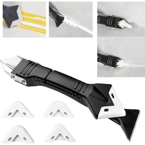 3 en 1 Kit de Calfeutrage en Silicone Grattoir Calfeutrage en Silicone Grattoir Flexible pour colle à verre Enleve Joints Silicone Outils de Calfeutrage en Silicone,Pour Évier Fenêtre Cuisine Salle (1/5)