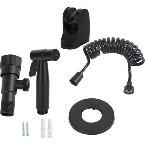 Juego de rociador de bidé de acero inoxidable con rosca G1/2 de Cikonielf negro para inodoro de baño de estilo negro. (1/5)