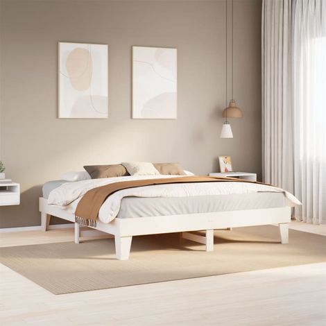 Estructura de cama sin colchón madera maciza blanca 200x200 cm vidaXL (1/5)