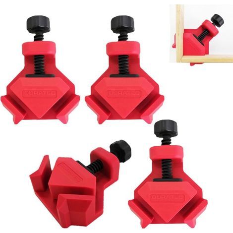 Jeu de 4 équerres de serrage, pour panneaux jusqu'à 26 mm d'épaisseur, force de serrage 25 kg pour collage, équerre pour outils de travail du bois et de soudage (1/4)