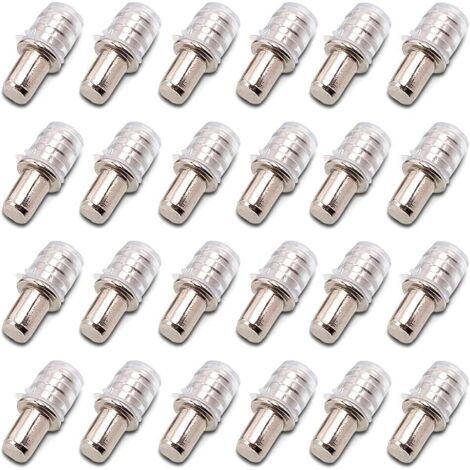 Lot de 100 taquets d'étagère 5 mm – Fer nickelé résistant à la corrosion – Capuchons en caoutchouc inclus – Pour étagères en bois (1/5)