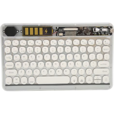 Clavier Bluetooth sans fil rétroéclairé multicolore, rechargeable, 10 pouces, pour téléphone, ordinateur portable et tablette (blanc).
