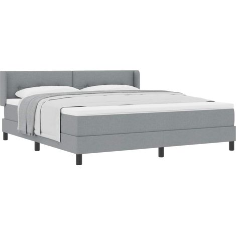 Maison Exclusive - Lit à ressorts avec tête de lit Gris clair 200 x 180 cm tissu (1/5)