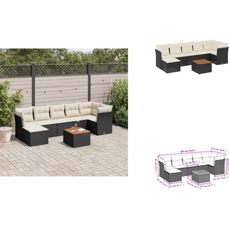 8-tlg. Garten-Sofagarnitur mit Kissen Schwarz Poly Rattan - Gartensorte - Outdoor Möbel - Lounge Set - Gartenlounge - Rattan Gartenmöbel (1/3)