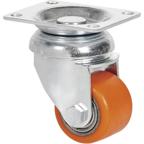 rueda giratora placa 10lp35-vnb hierro-poliur.vulcanizado naranja eje bolas (1/5)