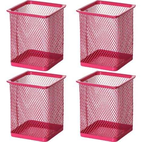 4er-Set Stifthalter aus Metallgewebe mit kratzfester Unterseite – ideal als Organizer für Büro, Schule und Zuhause. (1/5)