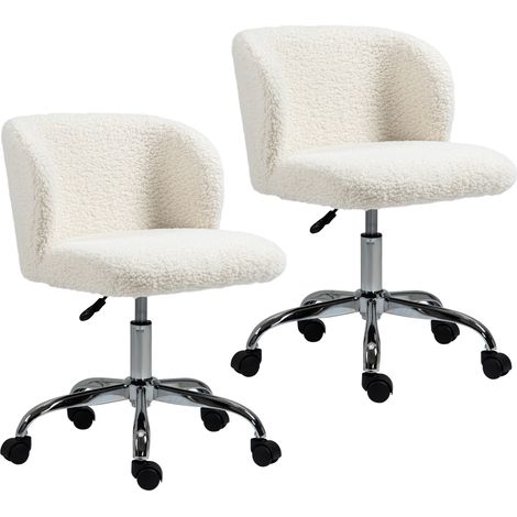 Lot de 2 chaises de bureau - HOMCOM - Polyester - 57x58x83cm - Blanc (1/2)
