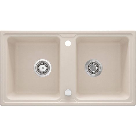 deante Zorba ZQZ5203 fregadero de granito de 2 cubetas beige