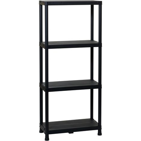 Toomax Universal 63-4 Scaffale salvaspazio a 4 ripiani in plastica resistente nera 60x30x138h cm, struttura componibile da garage, cucina o esterno, ideale per organizzare attrezzi e utensili