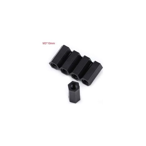 100 pièces Noir Femelle entretoise PA66 Nylon entretoise entretoise Accessoires en Nylon M3 Femelle x M3 Femelle hexagonale filetée entretoise entretoise(M3x10)