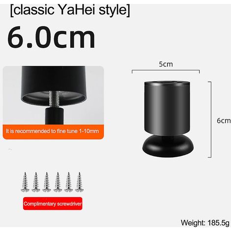 Pieds réglables en acier inoxydable pour canapé, armoire ou étagère, élégants pieds de meubles noirs (1/5)