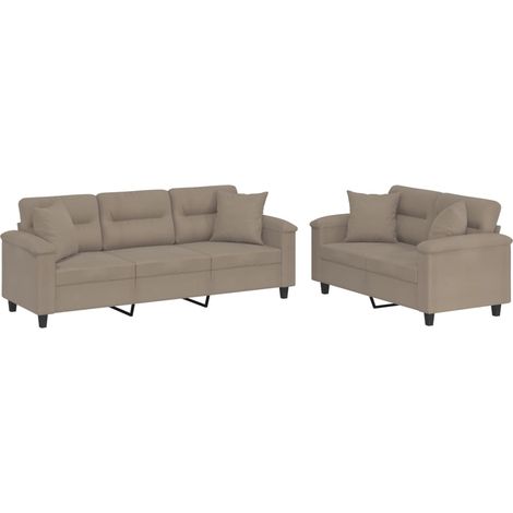 Maison Exclusive - Ensemble de canapés 2 pcs avec coussins Taupe Tissu microfibre