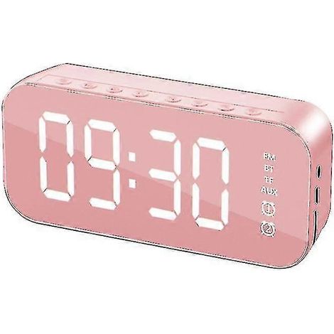 Réveil numérique multifonction à LED et haut-parleur Bluetooth (rose) (1/4)