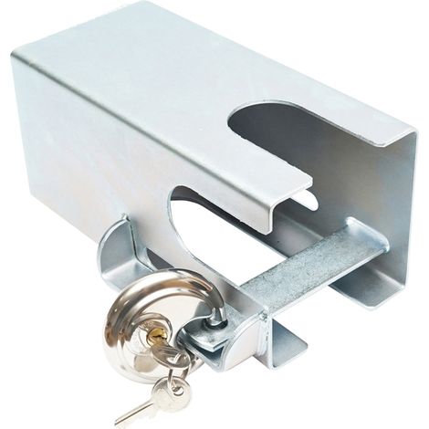 Serratura antifurto in acciaio inox con due chiavi, 110x110x217mm per gancio di traino Breckner Germany (1/5)