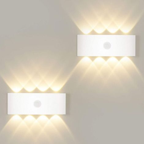 LangRay 8W Applique avec Détecteur de Mouvement,Allumage et Extinction Automatiques Applique Blanc Chaud 3000K,Lampe Mural Capteur d'éclairage pour Extérieur/Intérieur IP65-RAPANDA (1/5)
