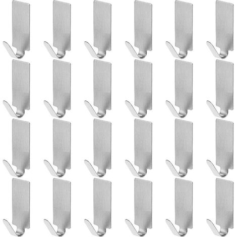 24pc Adhesive Hook Stainless Steel Hook