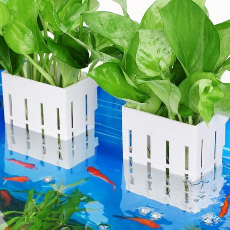 Borlech Set di porta piante per acquario, 2 pezzi, bianco (1/5)