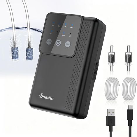 Aquarium Air Pump, Rechargeable Oxygen Pump with 2200mAh or 4400mAh Battery for Outdoor Fishing and Power Outages Mini Aquarium Accessory with Stone