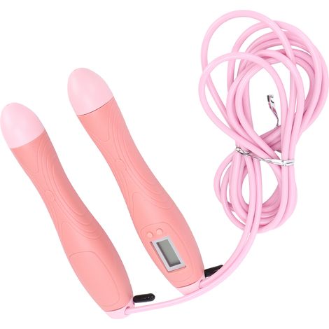 Elektronisches Springseil mit Timer, verstellbares Stahlseil für Sporttraining – Pink (1/5)