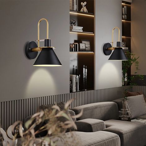 ARTURESTHOME Applique murale moderne noire et dorée à LED pour chambre à coucher et salon Applique murale conique pour le couloir pour la décoration de la maison