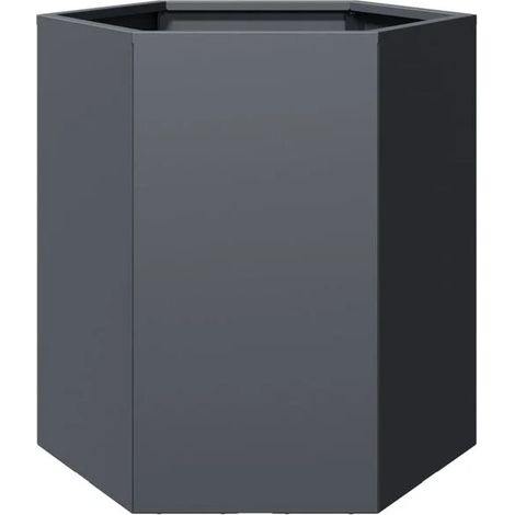Pot de fleurs hexagonal couleur anthracite, 46 x 40 x 45 cm, en acier