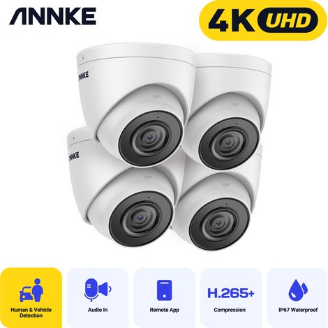 ANNKE 4K Ultra HD 8MP POE Security Cameras Outdoor Indoor Weatherproof Dome EXIR Night Vision Email Alert CCTV Camera - 4pcs (1/5)