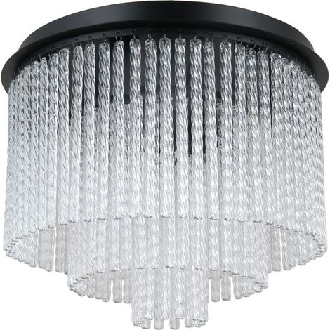 Plafonnier décoratif noir à tubes de verre 7xE14 40W Italux Naute (1/2)
