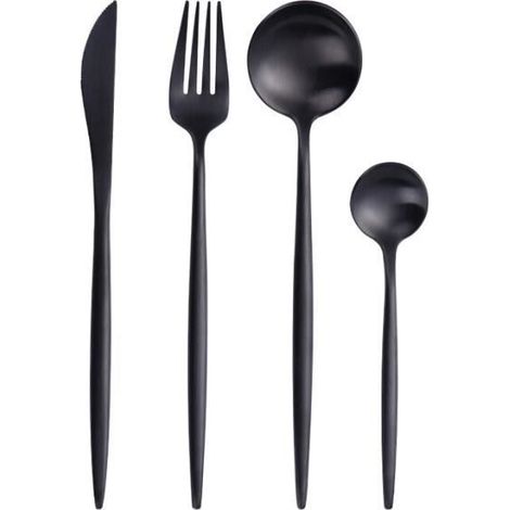 Services de table - Type black 4pcs - Acier inoxydable 18/10 - Noir - 4 pièces (1/4)