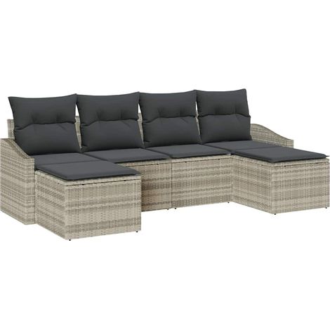Maison Exclusive - Set di divani con cuscino 6 pcs Grigio chiaro polyrattan (1/5)