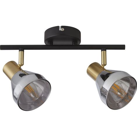 Plafoniera Industrial-Nordico Westminster Acciaio Nero Fumè 2 Luci E14 (1/5)