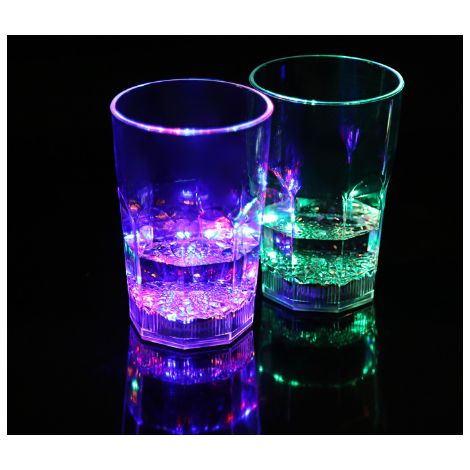 gobelet lumineux à couleur changeante avec capteur d'eau pour bar, boîte de nuit et salon de thé au lait (gobelet octogonal)