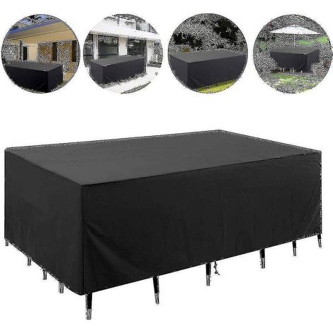 Housse de meuble En, housse de table En, toile de coton 210d, revêtement en ester d'oxyde de titane, housse rectangulaire d'extérieur pour terrasse, dimensions 250 x 250 x 9 cm. (1/5)