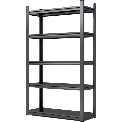 Scaffale metallico per carichi pesanti a 5 ripiani regolabili nero H198 x L120 x P45,7 cm (1/5)