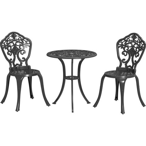 Three-Piece Aluminium Floral Bistro Set - Black (1/5)
