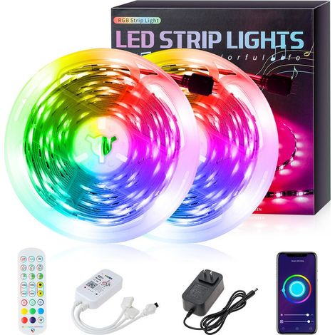 Ruban LED,10m,600LED ,Bande LED Music Sync RGB Multicolores LED Chambre avec APP et WIFI Manette,Postuler à d'ambiance pour la maison,TV,cuisine,chambre d'enfants,décoration (1/5)