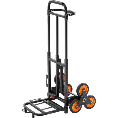 Chariot monte-escalier pliable 100 kg robuste avec poignée télescopique et 6 roues, parfait pour maison et courses. (1/5)