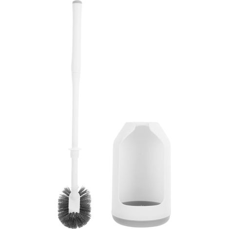 Brosse de Toilette Suspendue à Long Manche avec Support Mural, Brosse Plate pour Nettoyage Profond des Coins Difficiles, Poils Doux pour Cuvette WC, Ensemble de Nettoyage (1/5)