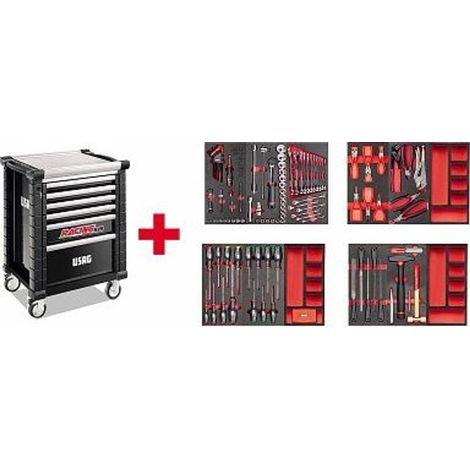 Chariot USAG 519 RS6/3NMM Racing avec assortiment d'entretien 495 MB 156 pièces (1/3)