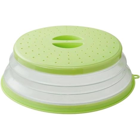 Couvercle pliable pour micro-ondes (26 cm) avec crochet pour fruits, légumes et aliments - Vert (1/5)