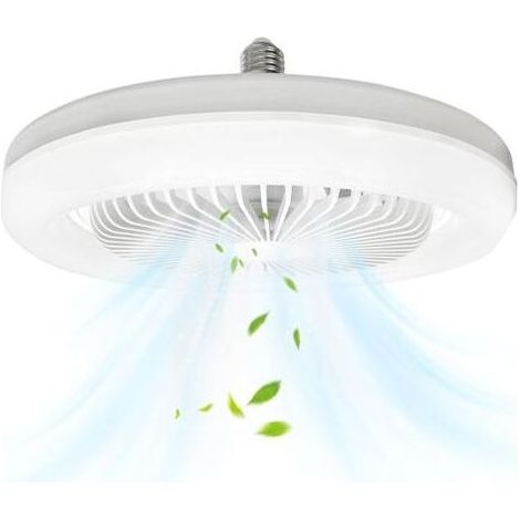 Ventilateur de plafond avec lumière E27 30W, silencieux, 3 modes, mural portable, éclairage blanc (1/5)