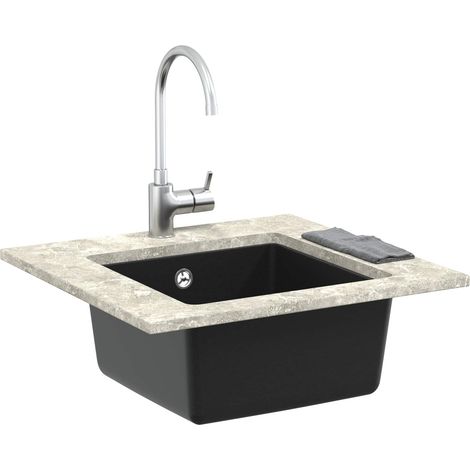 Évier Noir 430 x 460 mm 80% Quartz et 20% Résine