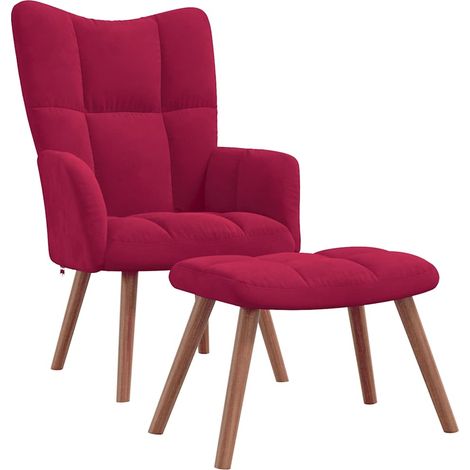 Maison Exclusive - Relaxsessel mit Hocker Weinrot Samt (1/5)