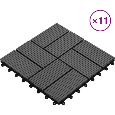 Carreau de terrasse 11 pcs Gris 30 x 30 cm WPC (1/5)